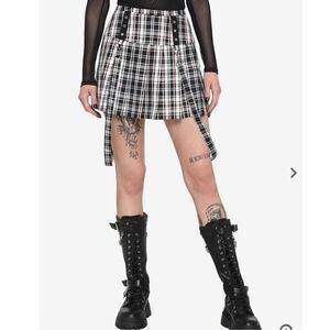 Black White & Red punk Suspender Skirt